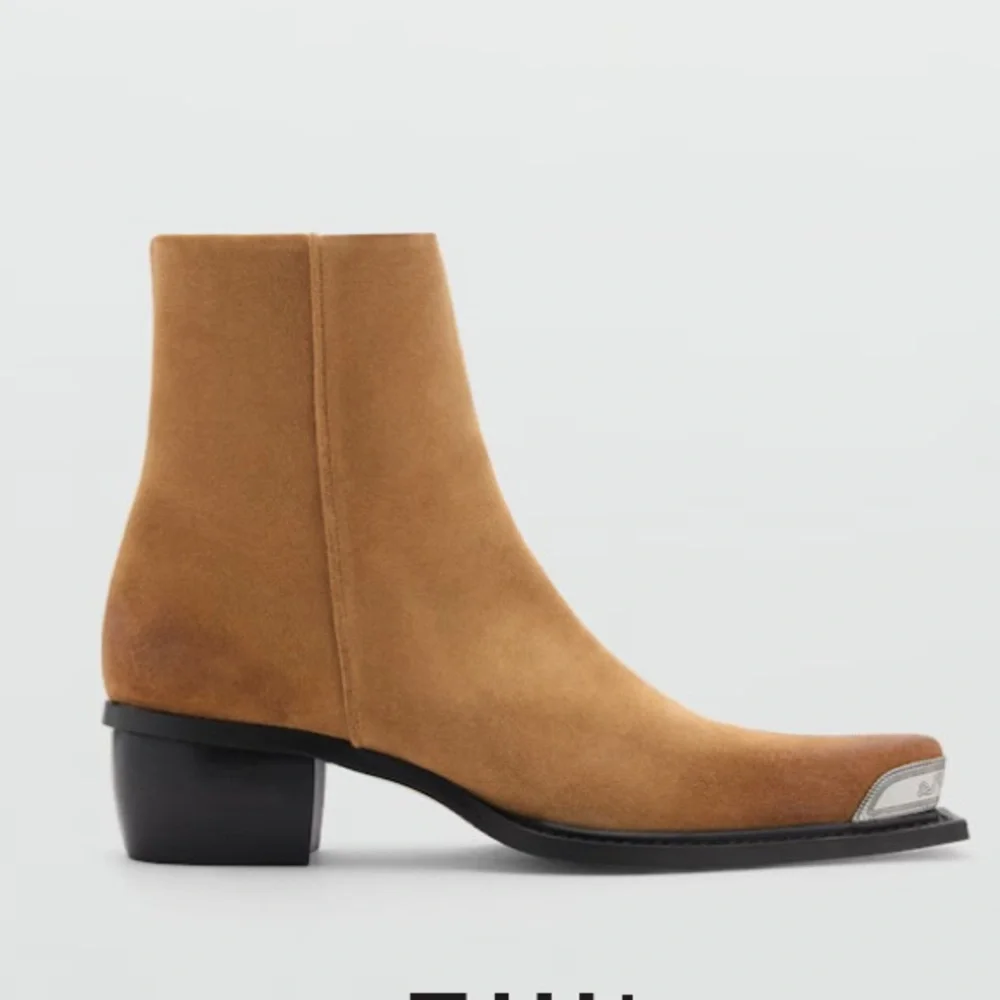 NWT MNG Metallic Pointed Toe Western Leather Ankle Boots (Size EU 36. US 6)